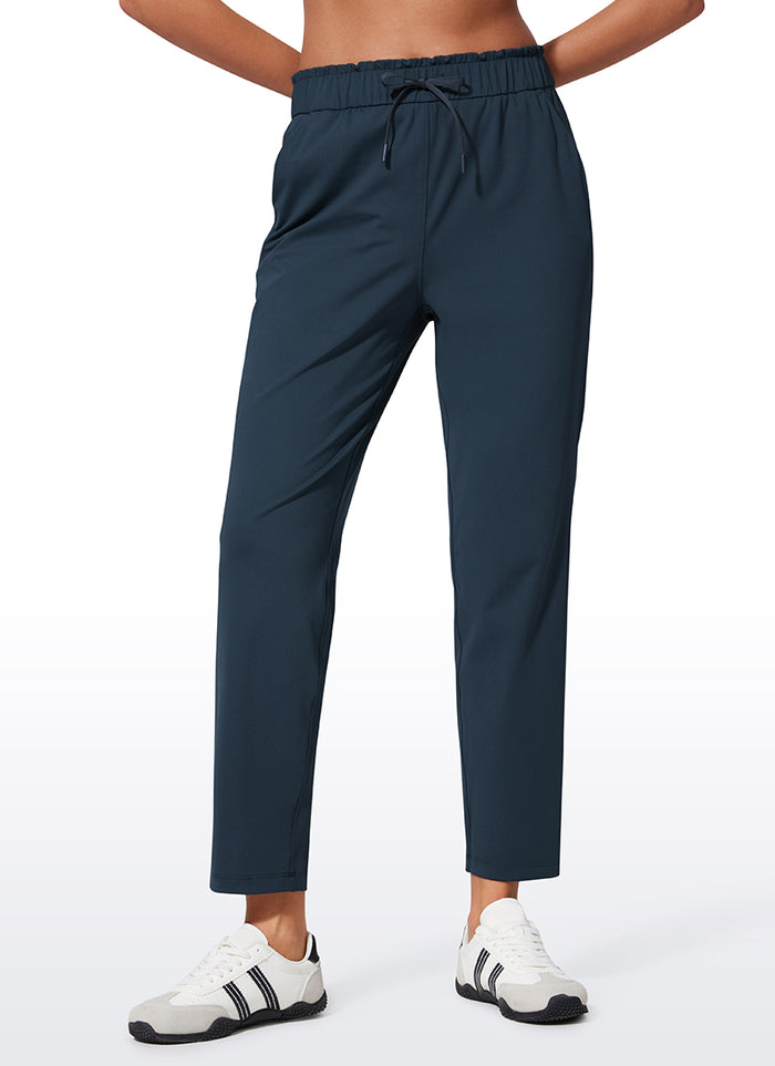 CRZ YOGA Women's Travel Slim Fit Stretch Drawstring 7/8 Pants 27'' True Navy