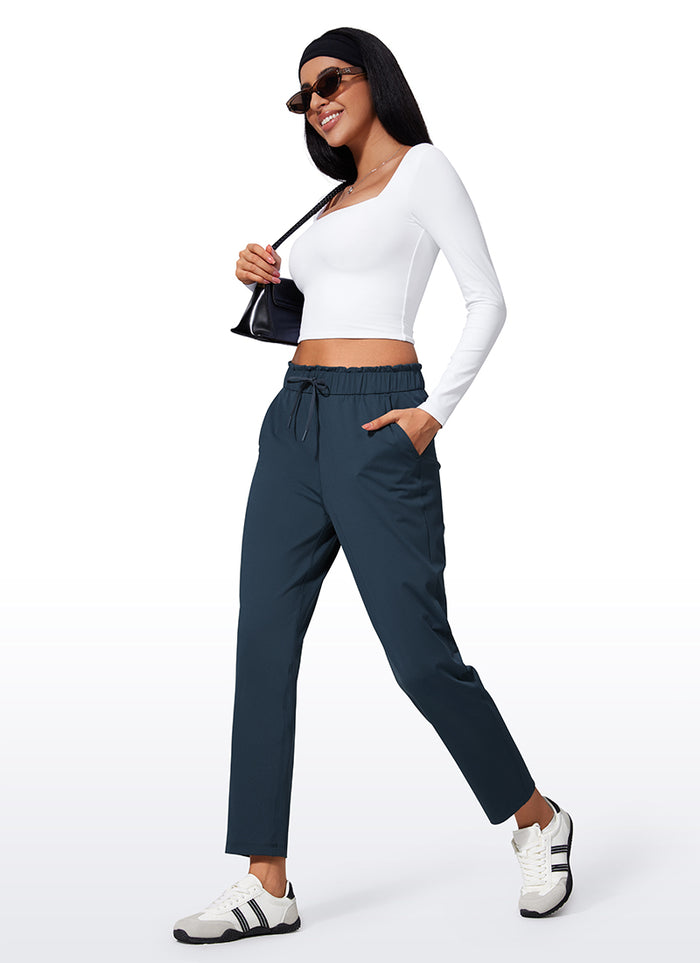 CRZ YOGA Women's Travel Slim Fit Stretch Drawstring 7/8 Pants 27'' True Navy