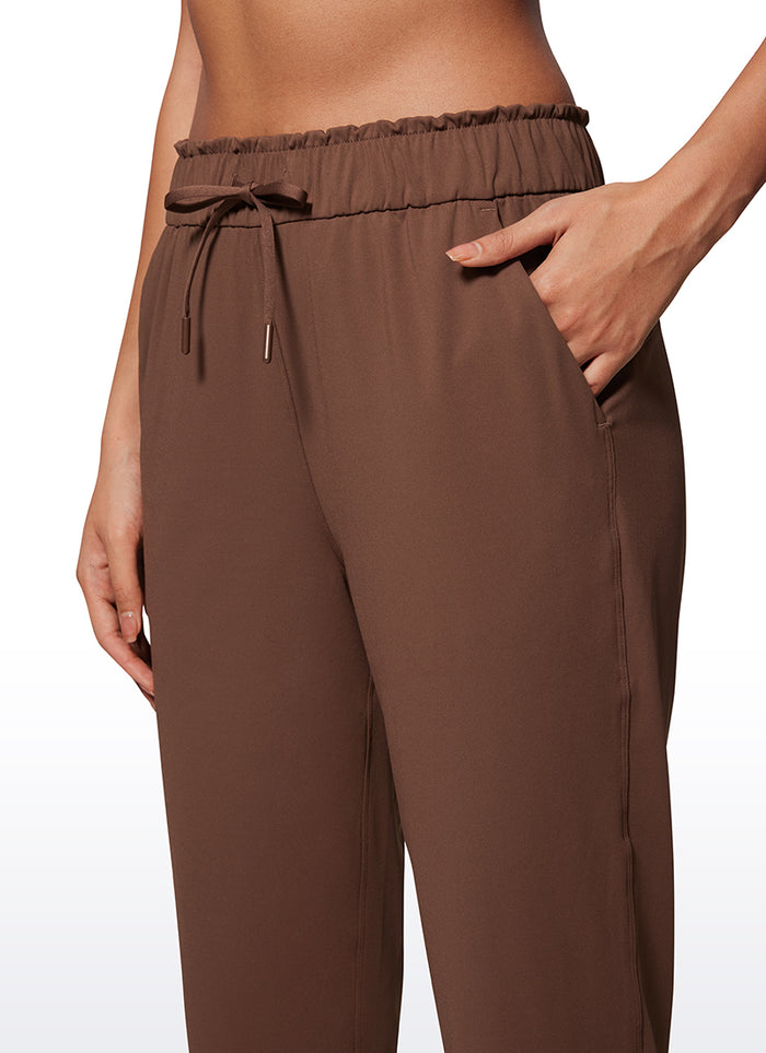 CRZ YOGA Women's Travel Slim Fit Stretch Drawstring 7/8 Pants 27'' Coffee Brown