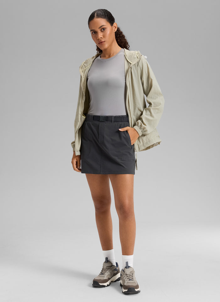 CRZ YOGA Women's Hiking High Rise Pocket Skirt 14.5'' Ink Gray