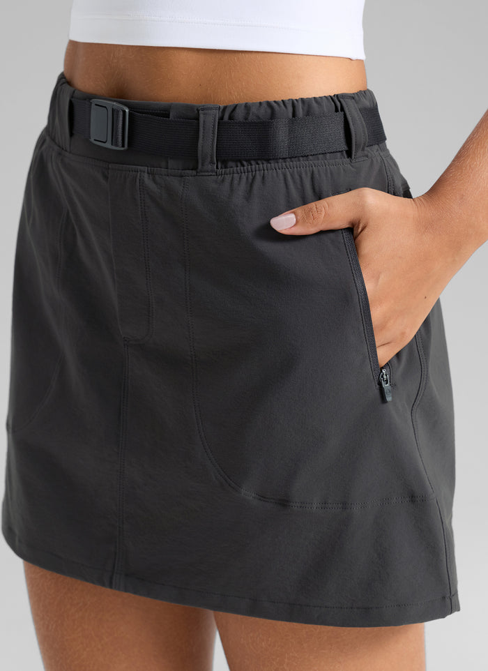 CRZ YOGA Women's Hiking High Rise Pocket Skirt 14.5'' Ink Gray