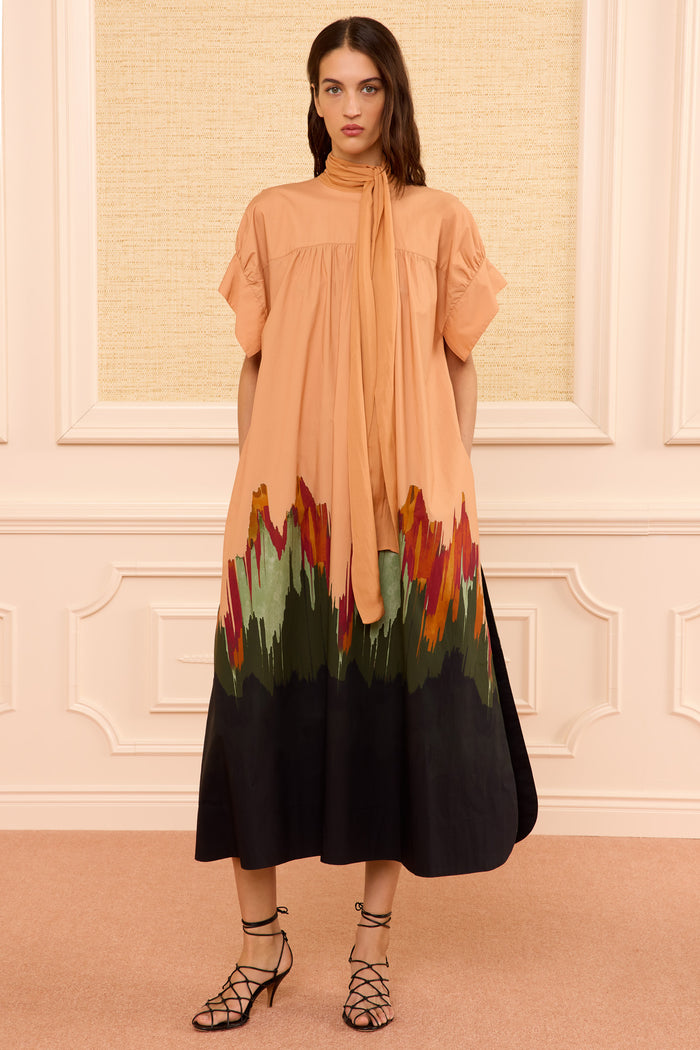Studio Cotton Dress with Chiffon Tie - Agate