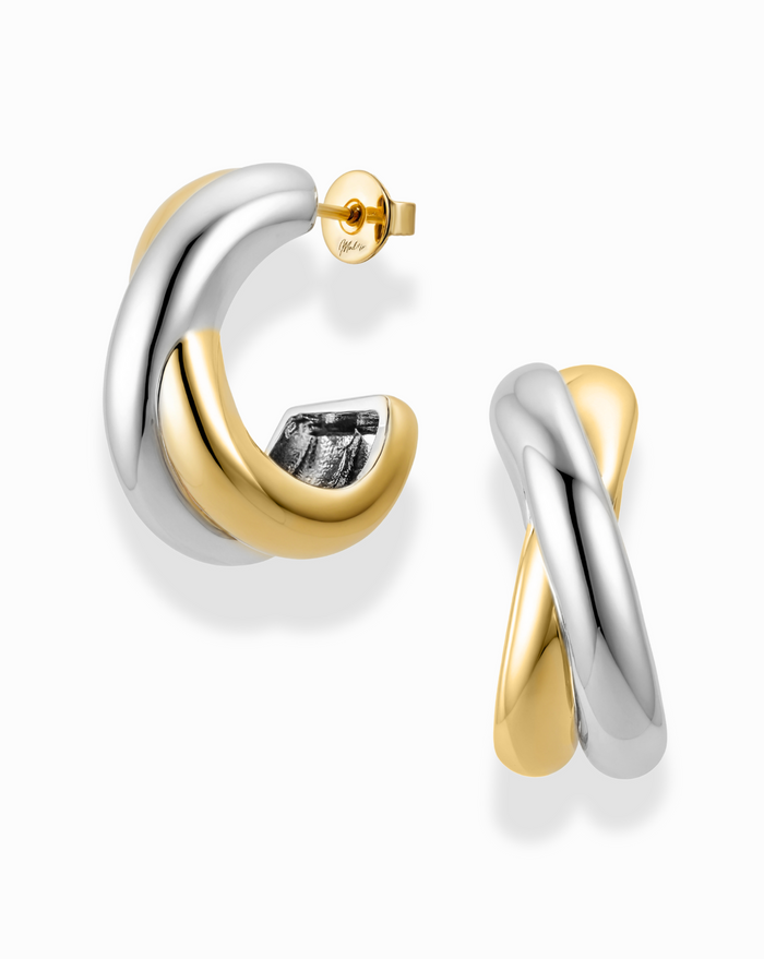 Sullivan Two-Toned Hoops - Mod + Jo - Jewelry built to last, advanced plating technology