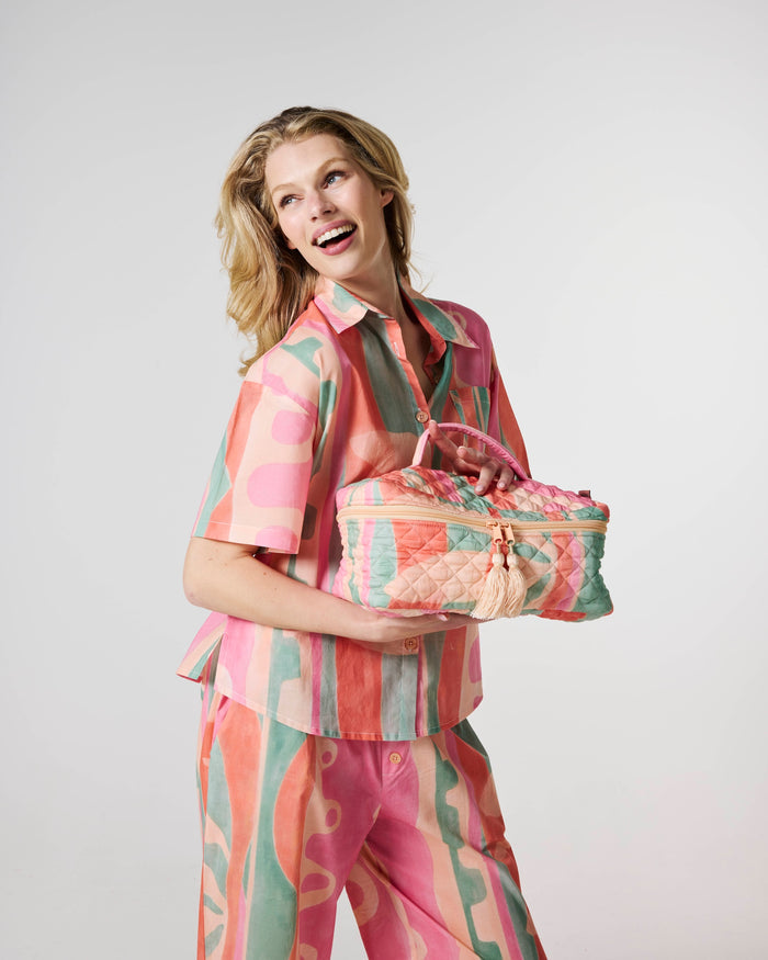 Sun Soaked Adult Organic Cotton Short Sleeve Shirt & Pant Pyjama Set
