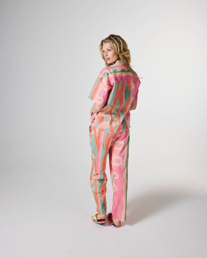 Sun Soaked Adult Organic Cotton Short Sleeve Shirt & Pant Pyjama Set