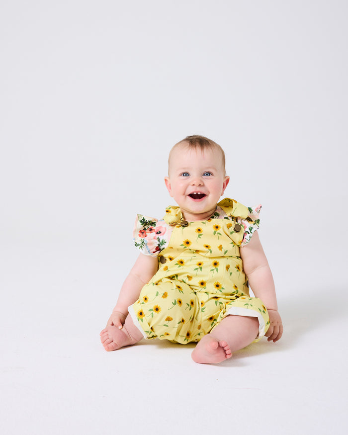 Sunflower Delight Baby Cotton Drill Overalls