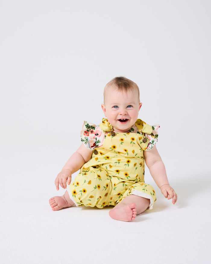 Sunflower Delight Baby Cotton Drill Overalls