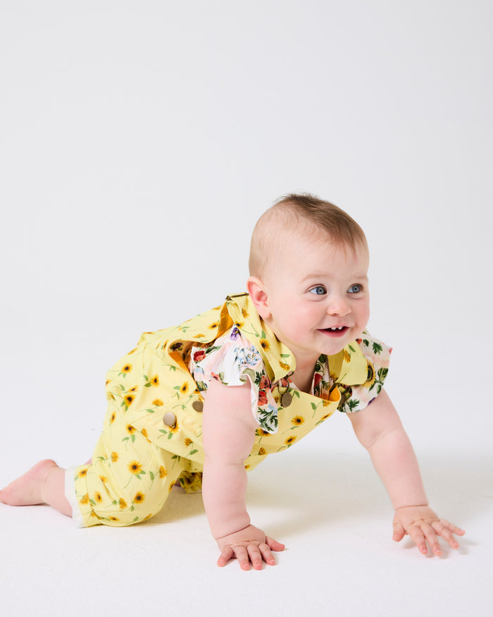 Sunflower Delight Baby Cotton Drill Overalls