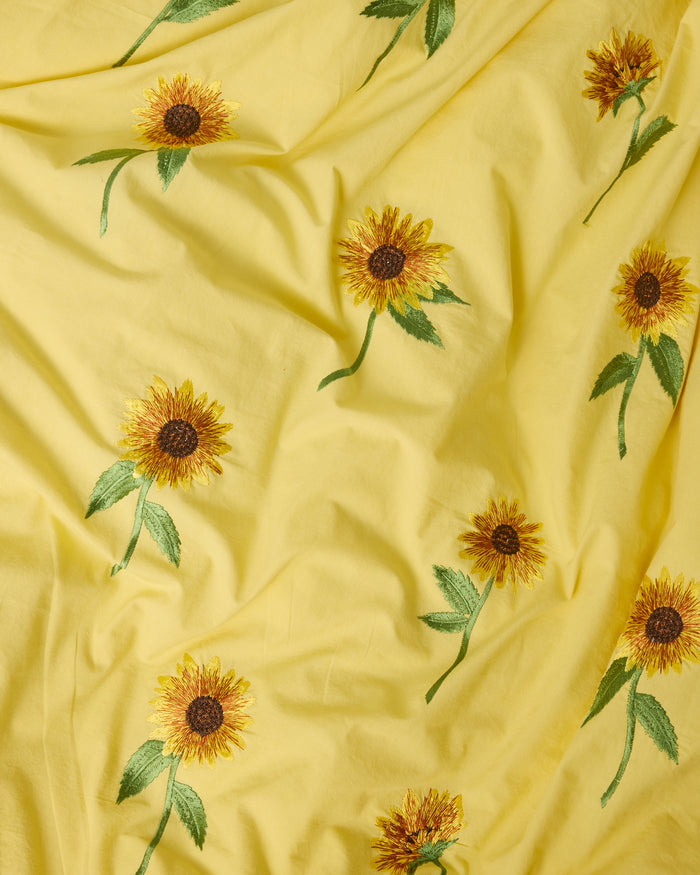 Sunflower Delight Embroidered Cotton Pillowcase