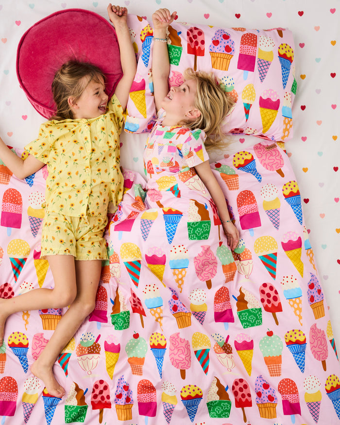 Sunflower Delight Kids Organic Cotton Short Sleeve Shirt & Short Pyjama Set