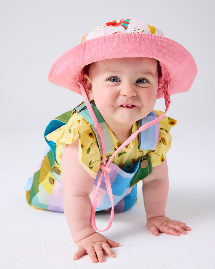 Sunflower Delight Organic Short Sleeve Frill Romper