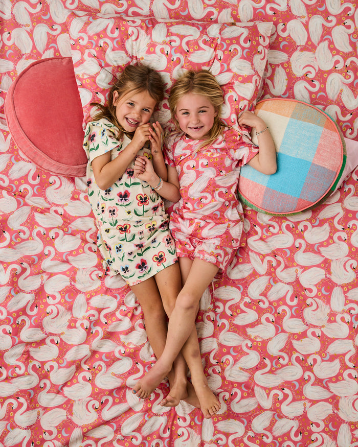 Swanette Kids Organic Cotton Short Sleeve Tee & Frill Short Pyjama Set