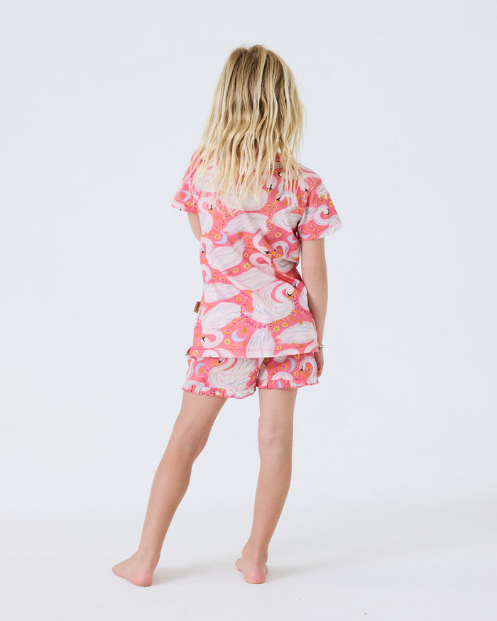 Swanette Kids Organic Cotton Short Sleeve Tee & Frill Short Pyjama Set