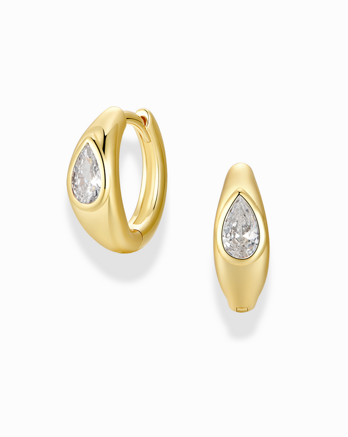 Tally Pear Huggie Hoops - Mod + Jo - Jewelry built to last, advanced plating technology