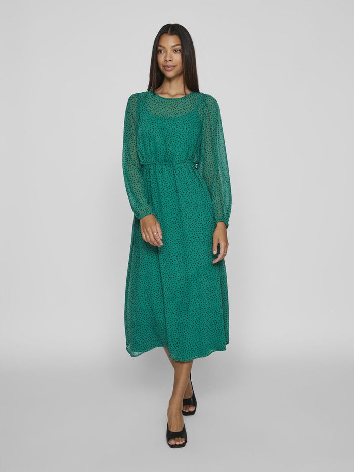 TANJA DOT MIDI DRESS (GREEN/BLACK DOT)