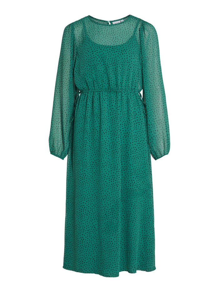 TANJA DOT MIDI DRESS (GREEN/BLACK DOT)