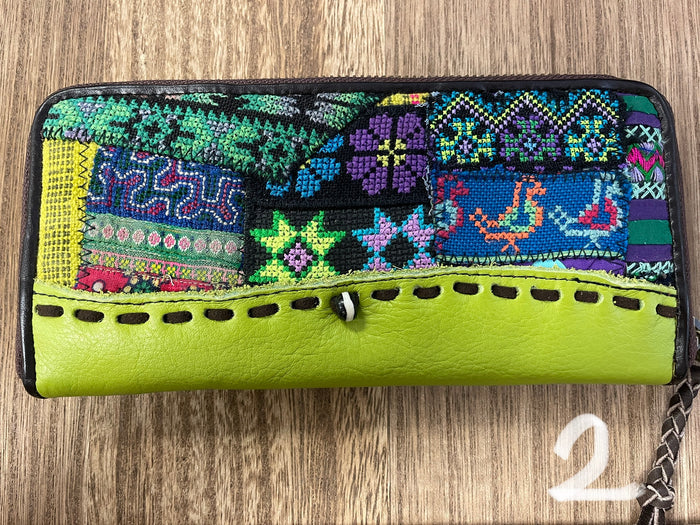 Thai patch leather zip wallet