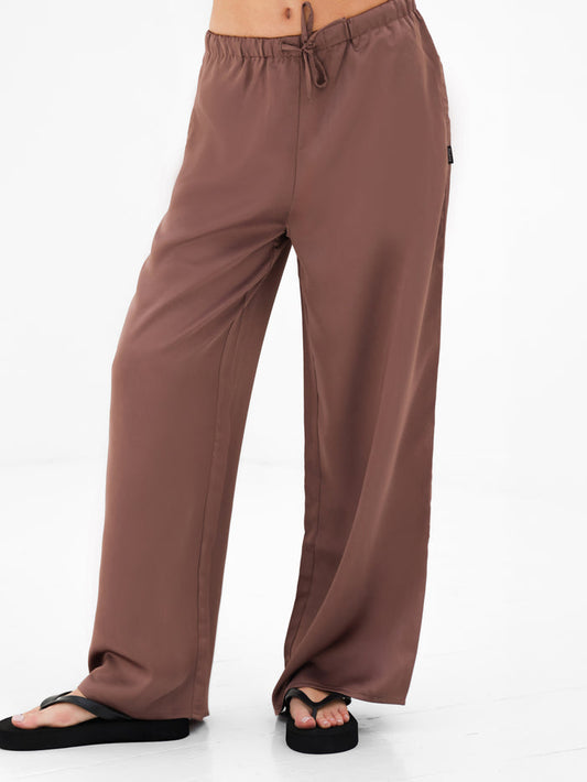 Thalia Satin Trousers - Mauve