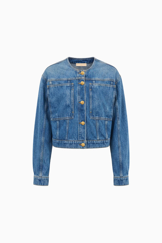 The Briar Collarless Denim Jacket - Danube