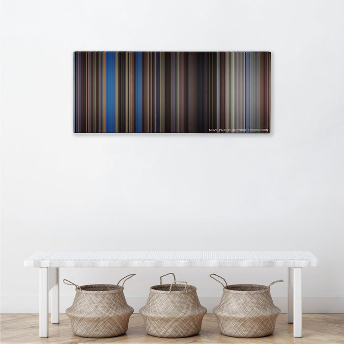 The Last Samurai color palette canvas above a white bench with three woven baskets