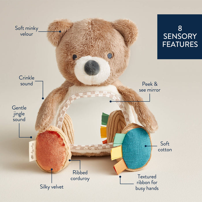 Theo The Bear - Itzy Bitzy Mirror Travel and Tummy Time Toy - Wee Bee Baby Boutique