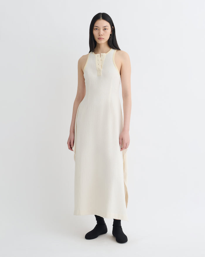 Thoosa - Draped Crepe Melange Midi Dress - Creme