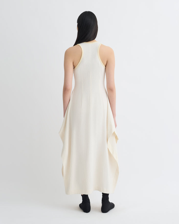 Thoosa - Draped Crepe Melange Midi Dress - Creme