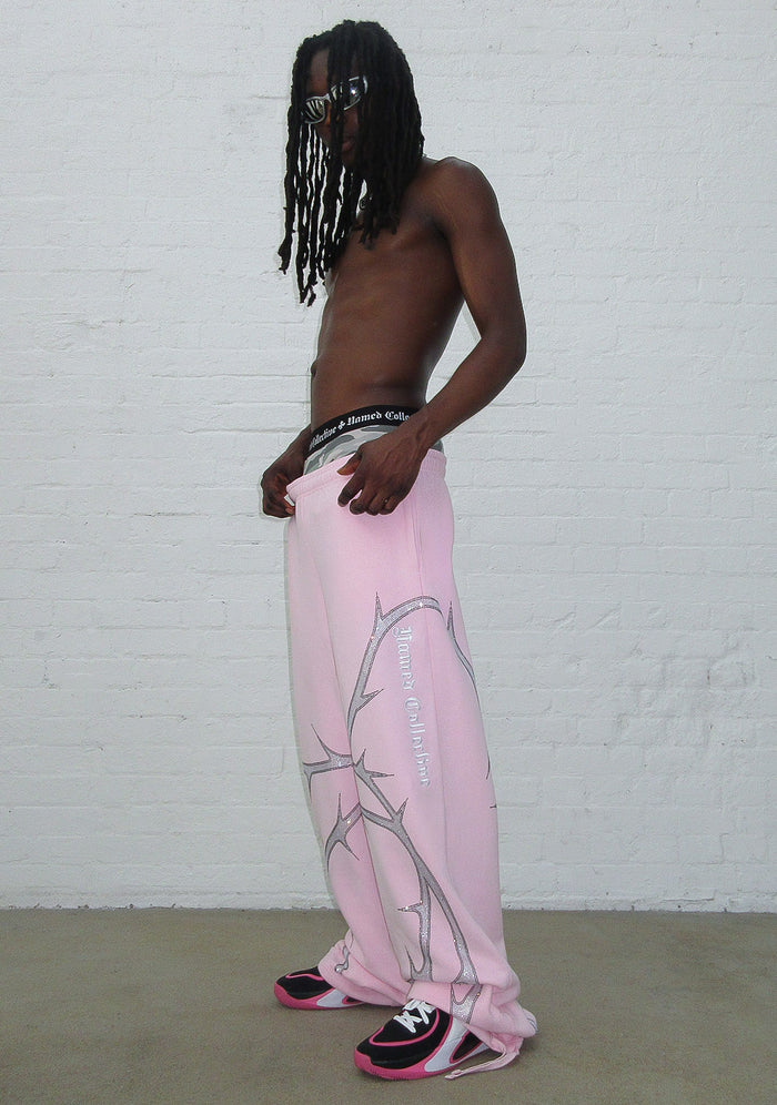 THORN RHINESTONE OVERSIZED SWEATPANTS BABY PINK