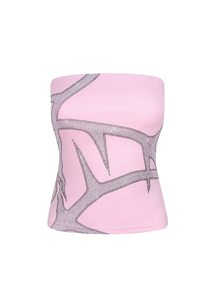 THORN RHINESTONE TUBE TOP BABY PINK
