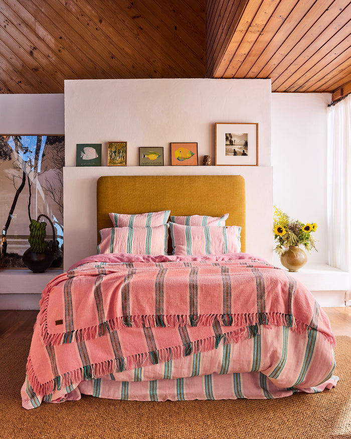 Tickled Pink Stripe Linen European Pillowcases