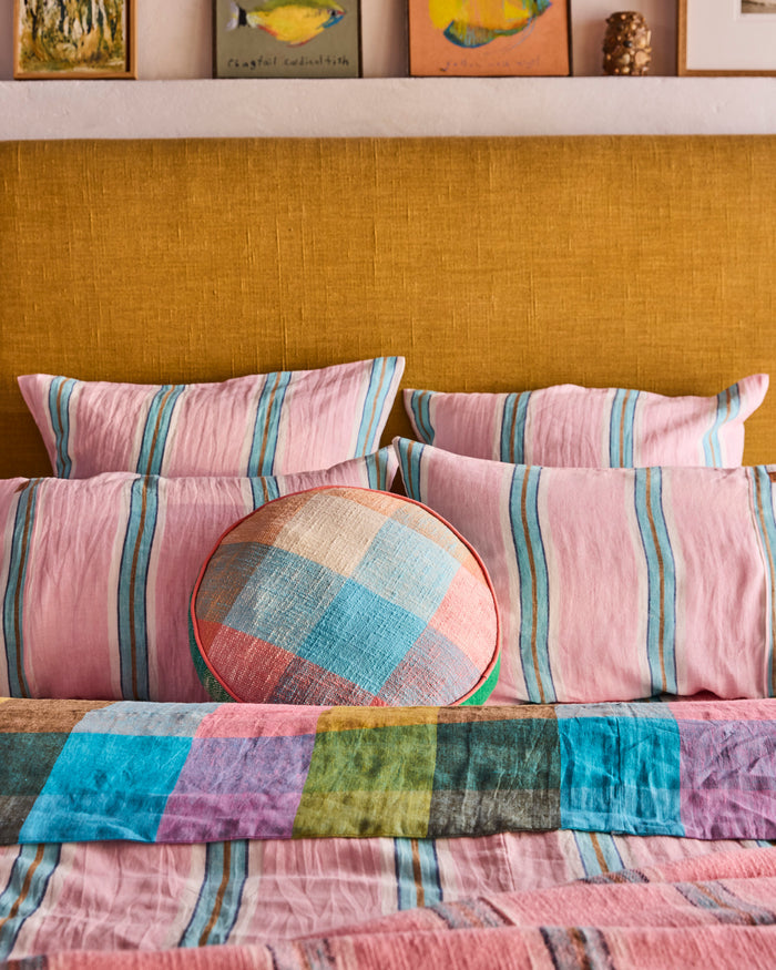Tickled Pink Stripe Linen European Pillowcases