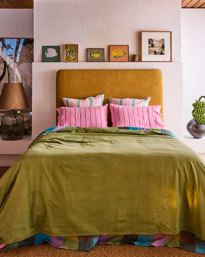 Tickled Pink Stripe Linen European Pillowcases