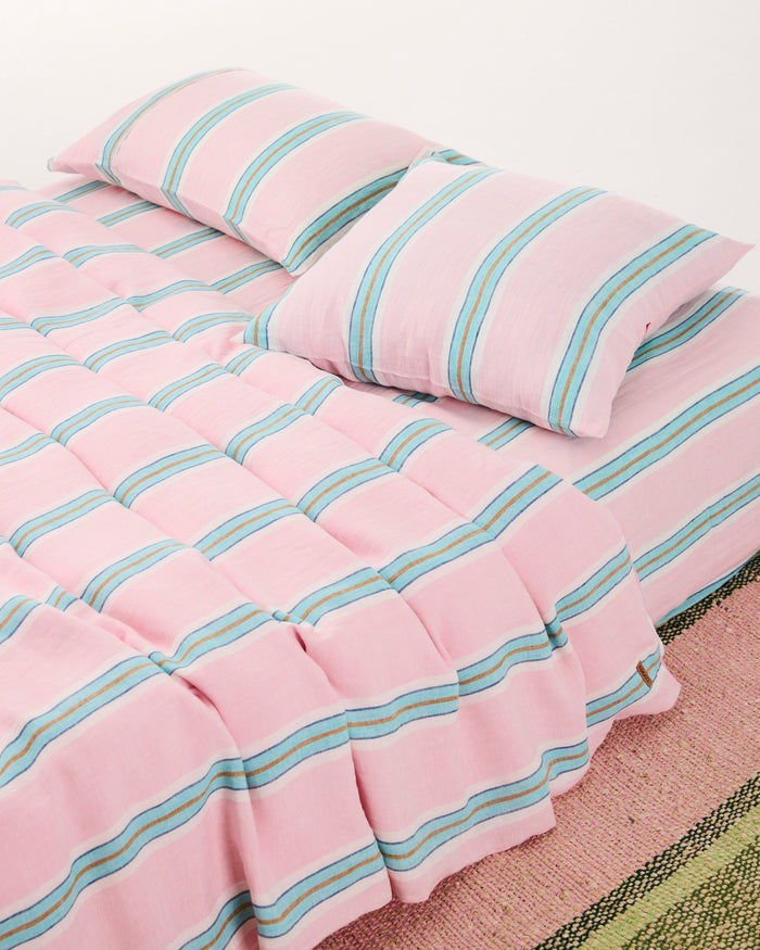 Tickled Pink Stripe Linen European Pillowcases