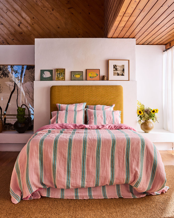 Tickled Pink Stripe Linen Pillowcases