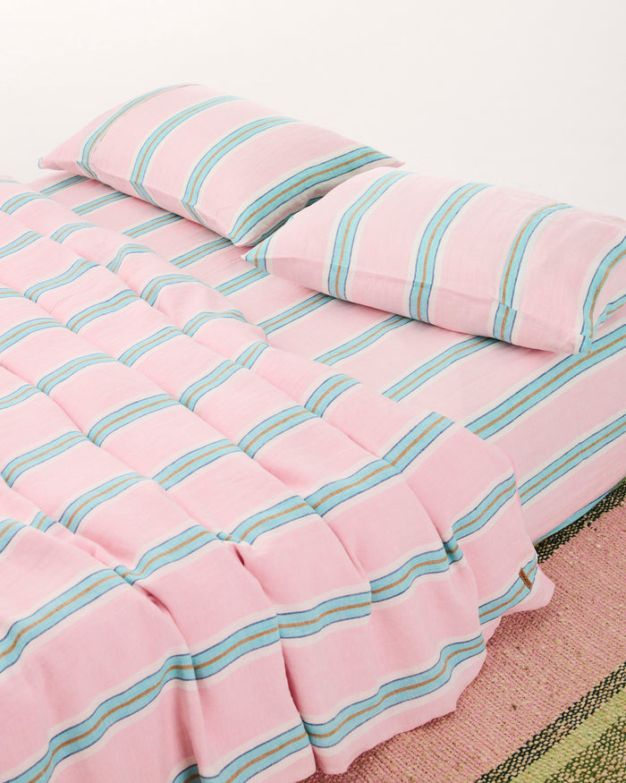 Tickled Pink Stripe Linen Pillowcases