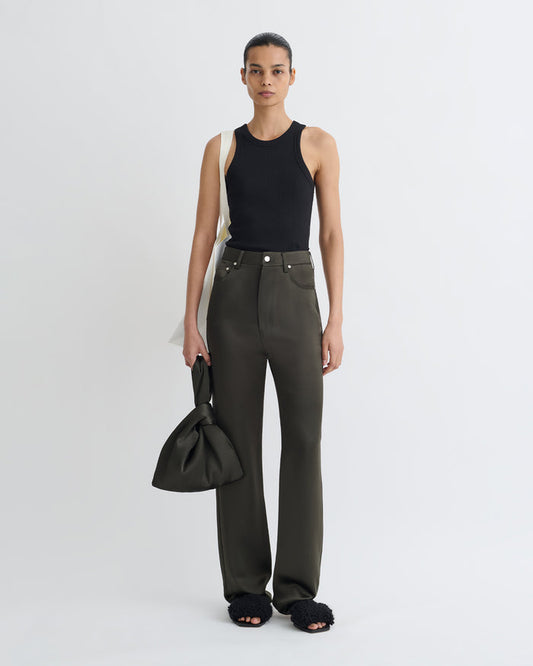 Tita - Slip Satin Pants - Dark Green