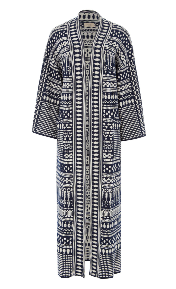Tlalli Knit Coat - Navy Silver