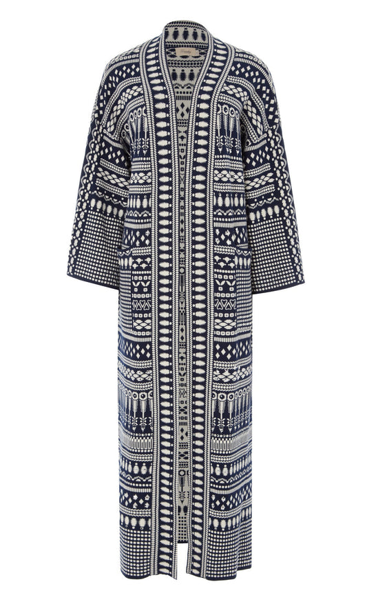 Tlalli Knit Coat - Navy Silver