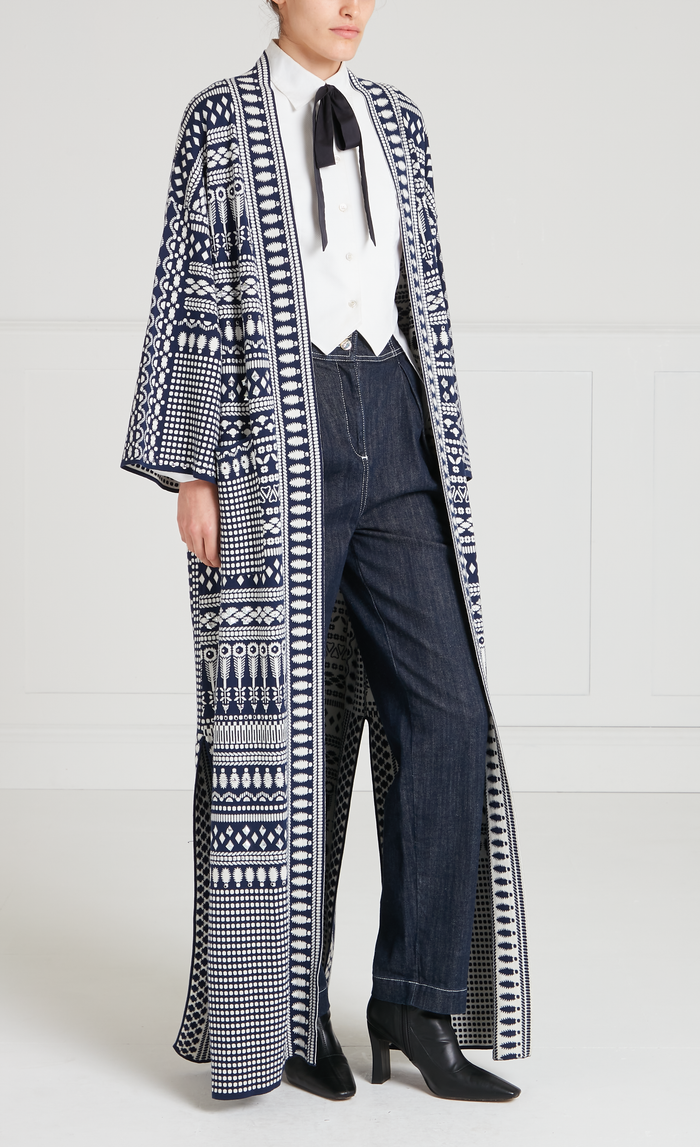 Tlalli Knit Coat - Navy Silver