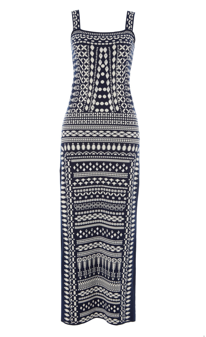 Tlalli Knit Strappy Dress - Navy Silver