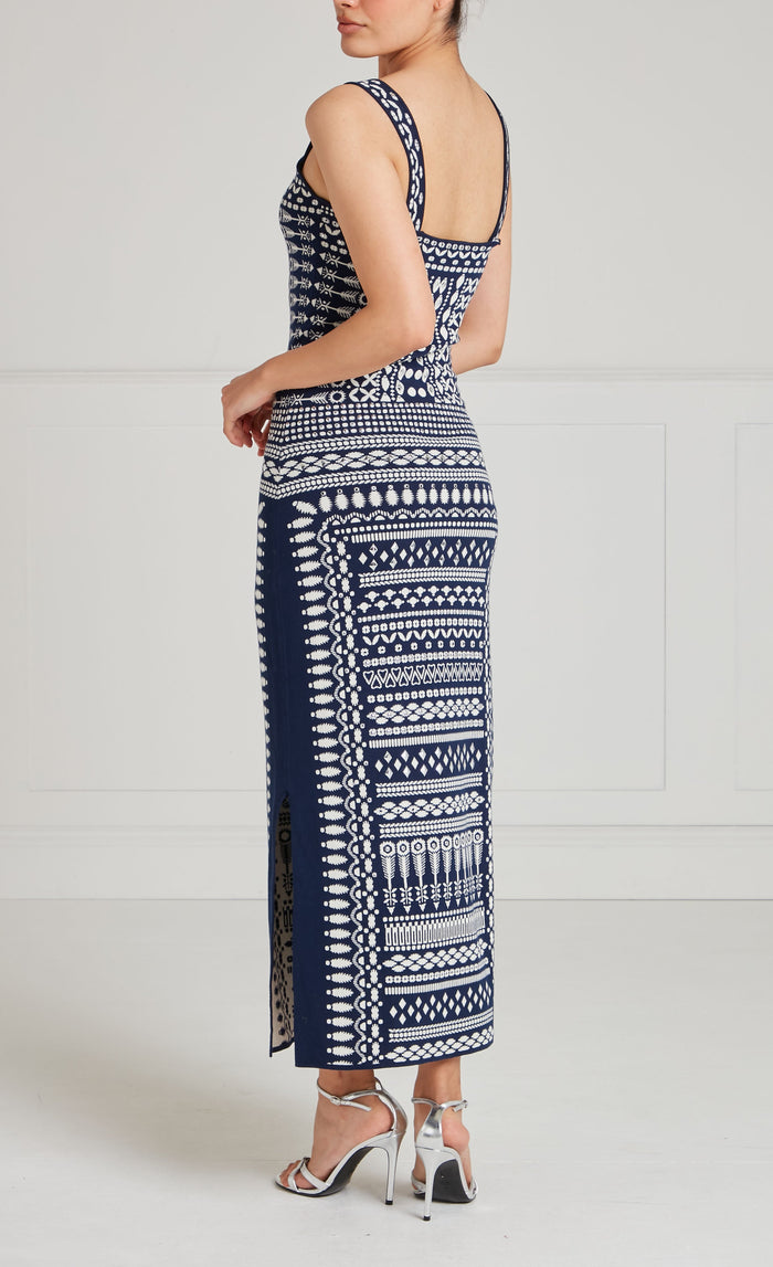 Tlalli Knit Strappy Dress - Navy Silver