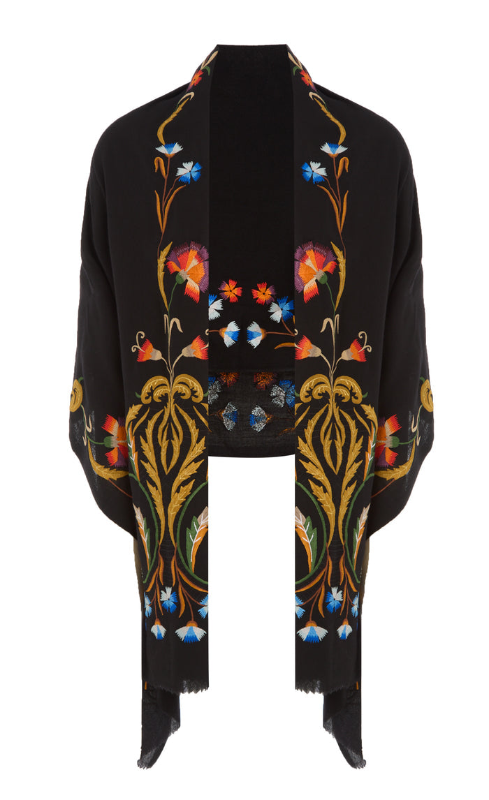 Toledo Embroidered Scarf - Black Mix