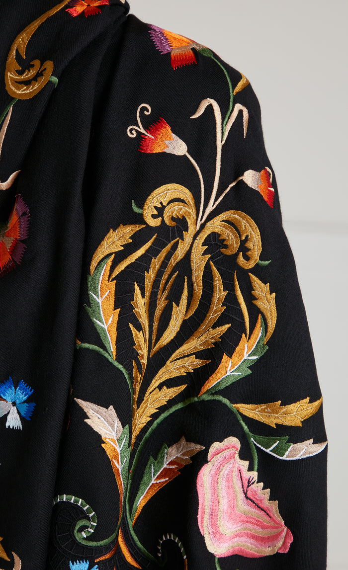 Toledo Embroidered Scarf - Black Mix