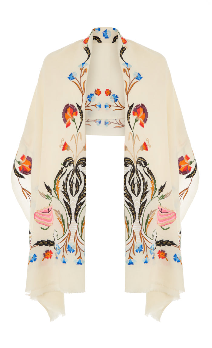 Toledo Embroidered Scarf - Cream Mix