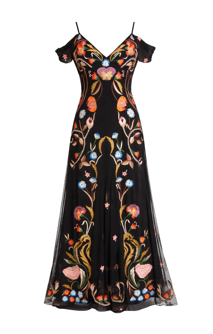 Toledo Strappy Gown - Black Mix