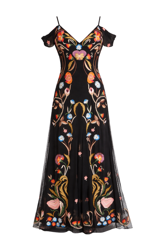 Toledo Strappy Gown - Black Mix