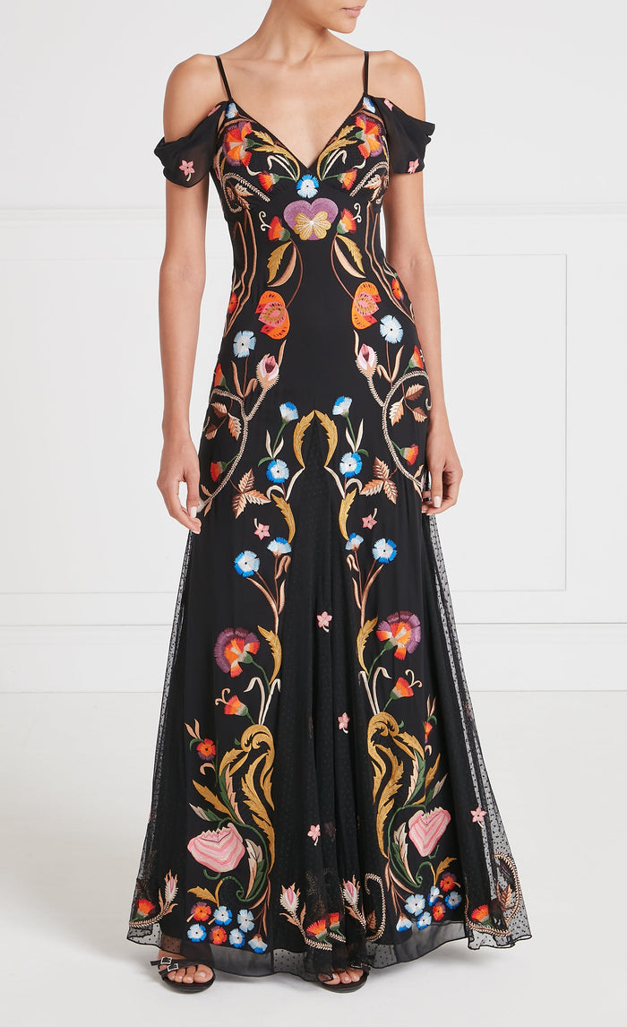 Toledo Strappy Gown - Black Mix