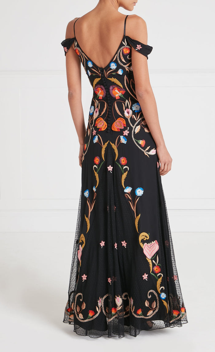 Toledo Strappy Gown - Black Mix