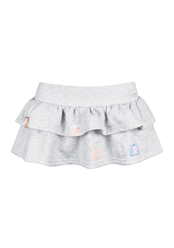 TRINKET MOTIF RUFFLE MICRO SKIRT GREY MARL