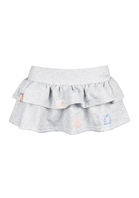TRINKET MOTIF RUFFLE MICRO SKIRT GREY MARL